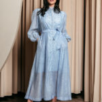 Φόρεμα maxi με στρας baby blue