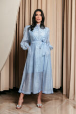 Φόρεμα maxi με στρας baby blue