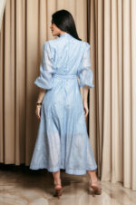 Φόρεμα maxi με στρας baby blue - Image 6