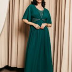 Φόρεμα maxi κιπαρισσί με στρας