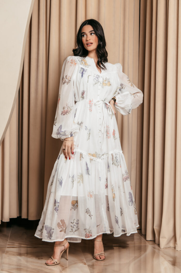 Φόρεμα maxi floral άσπρο