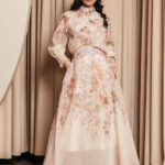 Σετ floral πουκάμισο με φανελάκι και φούστα εκρού