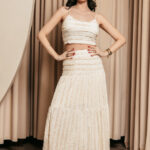 Σετ crop top με φούστα κίτρινο