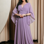 Φόρεμα maxi μωβ κρουαζέ