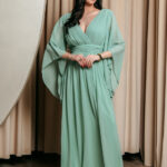 Φόρεμα maxi lime κρουαζέ