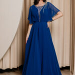 Φόρεμα maxi με πέτρα στρας μπλε