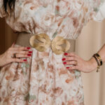 Ζώνη καφέ ελαστική με χρυσή τόκα