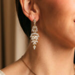 Σκουλαρίκια φύλλα με κρυστάλλους χρυσά