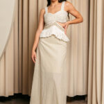 Φόρεμα maxi με ανοιχτή πλάτη και πλεκτές λεπτομέρειες μπεζ