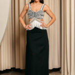 Φόρεμα maxi με ανοιχτή πλάτη και πλεκτές λεπτομέρειες μαύρο