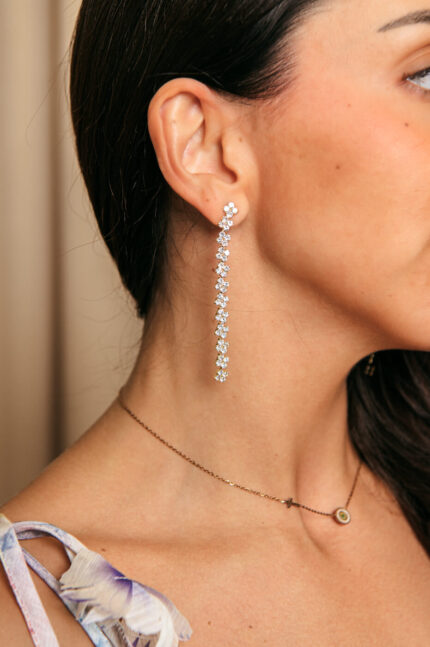 Σκουλαρίκια ράβδοι με στρας χρυσά