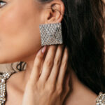 Τετράγωνα σκουλαρίκια με στρας ασημί