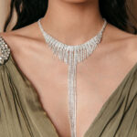 Κολιέ τσόκερ με στρας και κρεμαστή βροχή ασημί