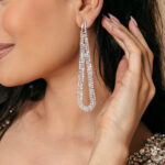 Σκουλαρίκια μακριά δάκρυα με στρας ασημί