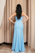 Φόρεμα maxi στραπλες με διακοσμημένο μπούστο baby blue