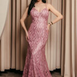 Φόρεμα maxi με τρισδιάστατο γκλίτερ ροζ