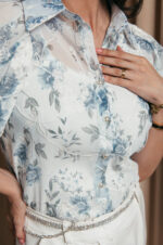 Πουκάμισο μουσελίνα με floral print και κεντημένα λουλούδια