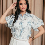 Πουκάμισο μουσελίνα με floral print και κεντημένα λουλούδια