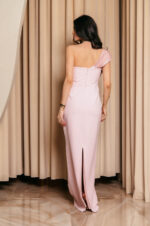 Φόρεμα maxi one shoulder με διακοσμητικές πέτρες baby pink - Image 5