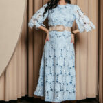 Σετ μπλούζα-φούστα κιπούρ baby blue