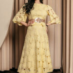 Σετ μπλούζα-φούστα κιπούρ κίτρινο