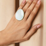 Δαχτυλίδι με οβάλ γαλάζια πέτρα και χρυσή βάση