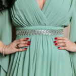 Ζώνη αλυσίδα ασημί στρας