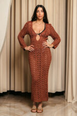 Φόρεμα maxi πλεκτό θαλάσσης beachwear bronze