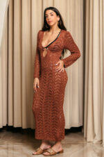 Φόρεμα maxi πλεκτό θαλάσσης beachwear bronze