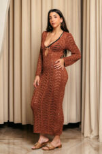Φόρεμα maxi πλεκτό θαλάσσης beachwear bronze