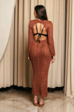 Φόρεμα maxi πλεκτό θαλάσσης beachwear bronze