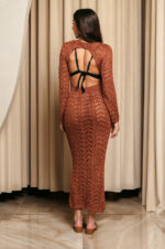 Φόρεμα maxi πλεκτό θαλάσσης beachwear bronze