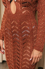 Φόρεμα maxi πλεκτό θαλάσσης beachwear bronze