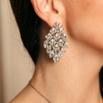 Σκουλαρίκια ρόμβοι με κρυστάλλους χρυσά