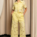 Σετ μπλούζα-παντελόνι κιπούρ κίτρινο