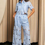 Σετ μπλούζα-παντελόνι κιπούρ baby blue