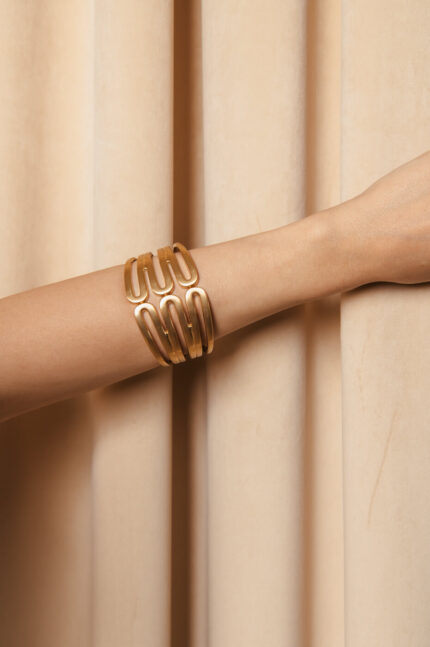 Βραχιόλι με τριπλό κυματιστό σχέδιο χρυσό