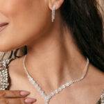 Σετ κολιέ - σκουλαρίκια με στρας ασημί