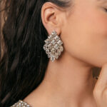 Σκουλαρίκια ρόμβοι με κρυστάλλους ασημί