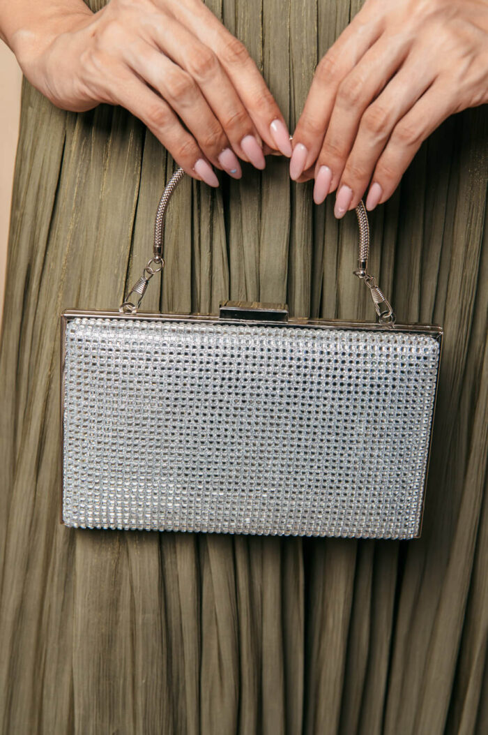 Tσάντα clutch διπλής όψης ασημί