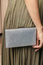 Tσάντα clutch διπλής όψης ασημί