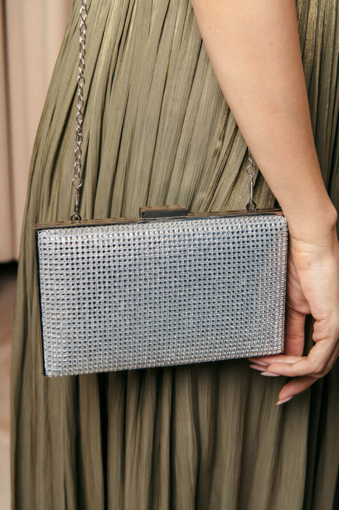 Tσάντα clutch διπλής όψης ασημί