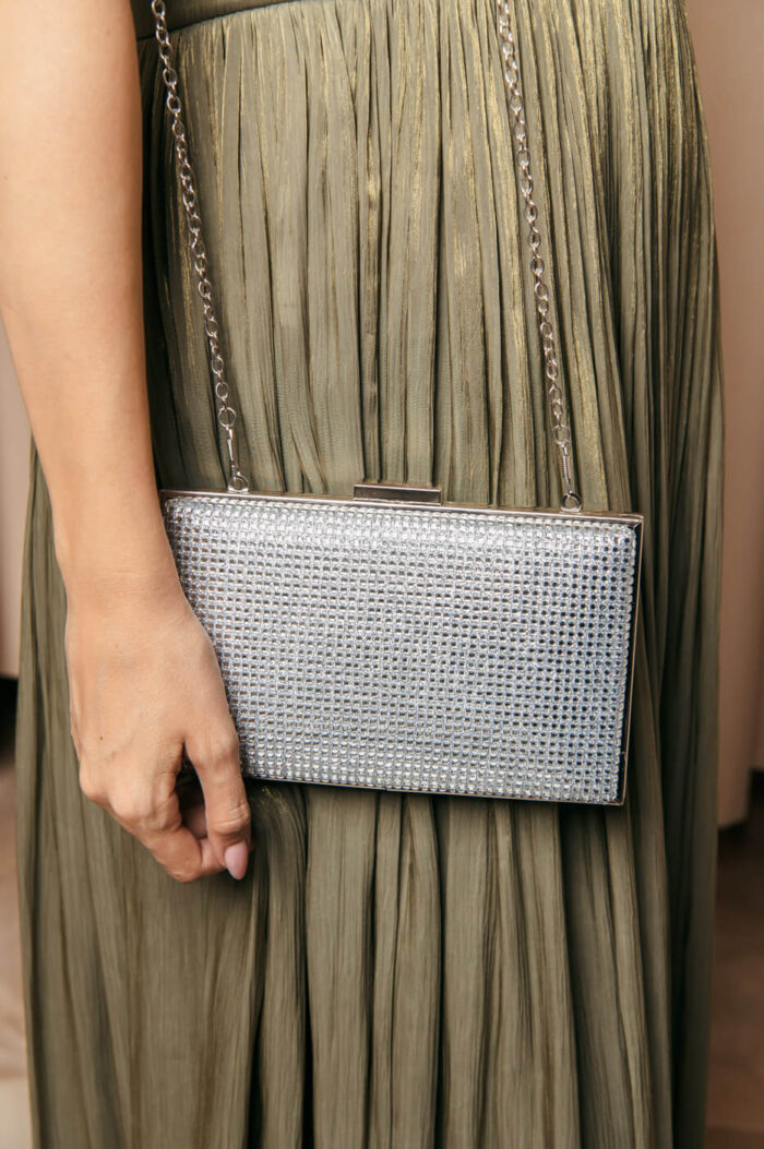 Tσάντα clutch διπλής όψης ασημί