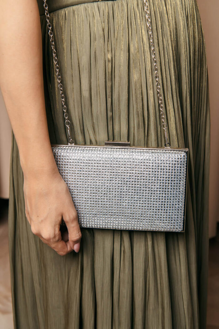 Tσάντα clutch διπλής όψης ασημί - Image 4