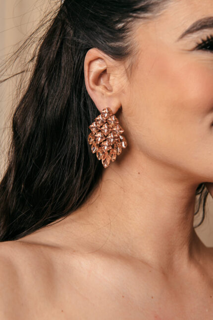 Σκουλαρίκια ρόμβοι με κρυστάλλους rose gold