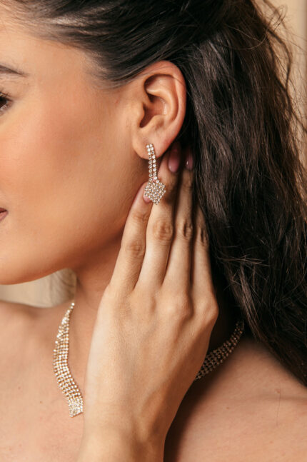 Σετ κολιέ – σκουλαρίκια με στρας χρυσό