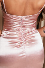 Φόρεμα maxi σατέν στυλ bustier κορσέ baby pink