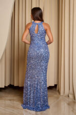 Φόρεμα maxi με παγιέτες baby blue - Image 6
