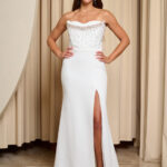 Φόρεμα maxi στραπλες με διακοσμημένο μπούστο λευκό