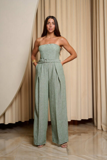 Ολόσωμη φόρμα στράπλες λαδί